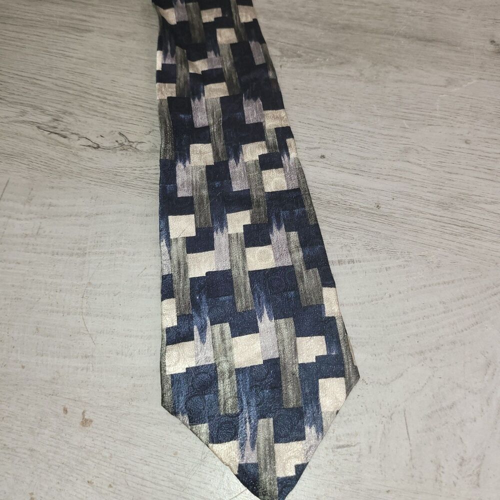 Pierre Cardin Mens Necktie Tie Silk Geometric Made In USA